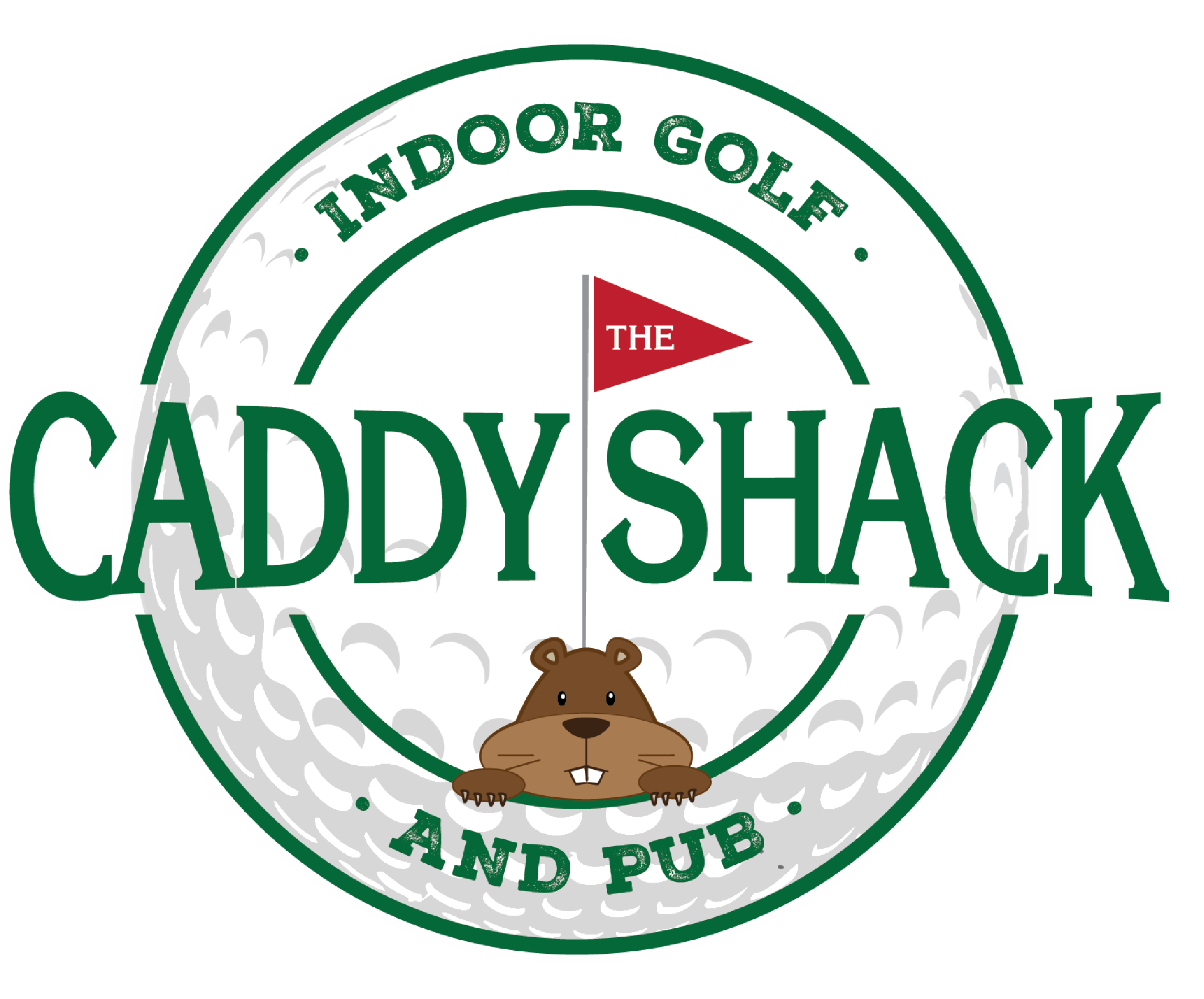The Caddy Shack full color logo white outline
